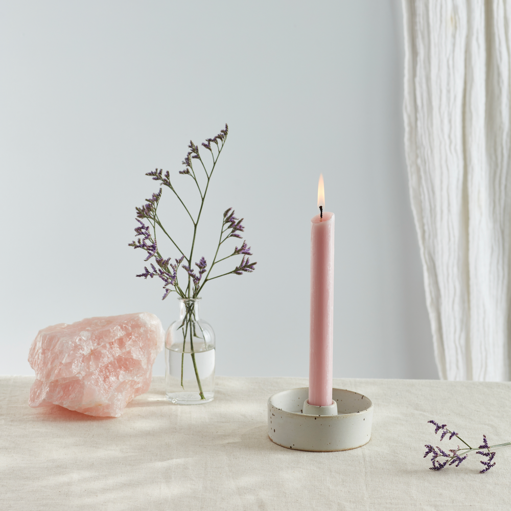 St Eval Unscented Dinner Candle, Rose Quartz (Pack Of 6)