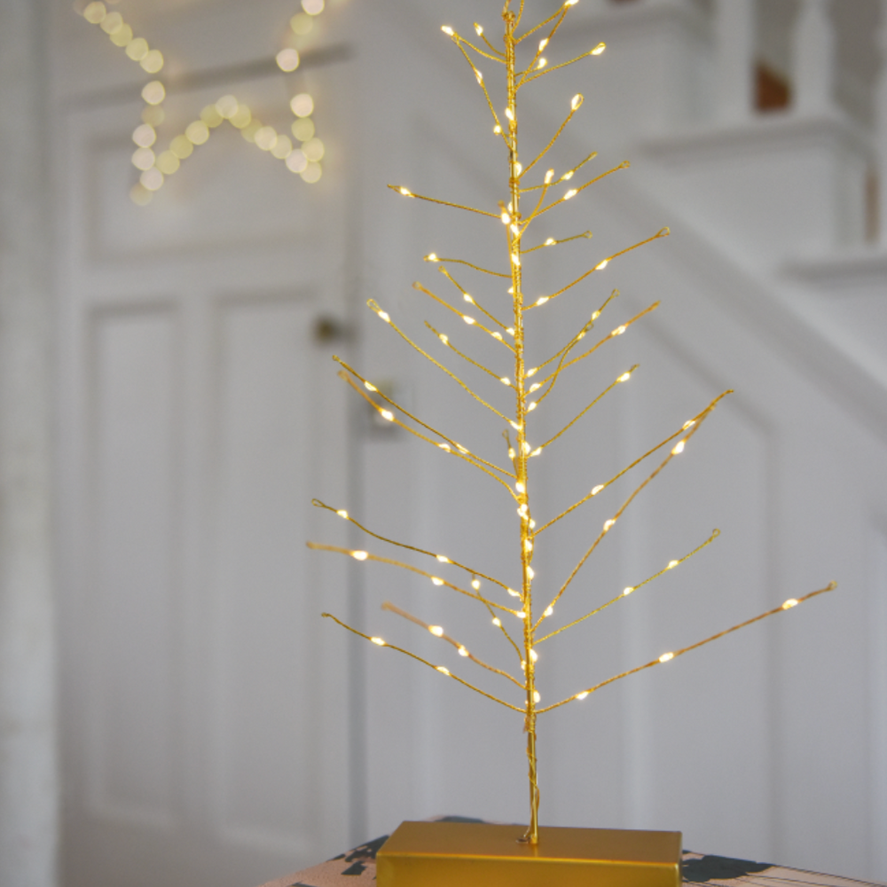 LED Festive Table Tree, Gold