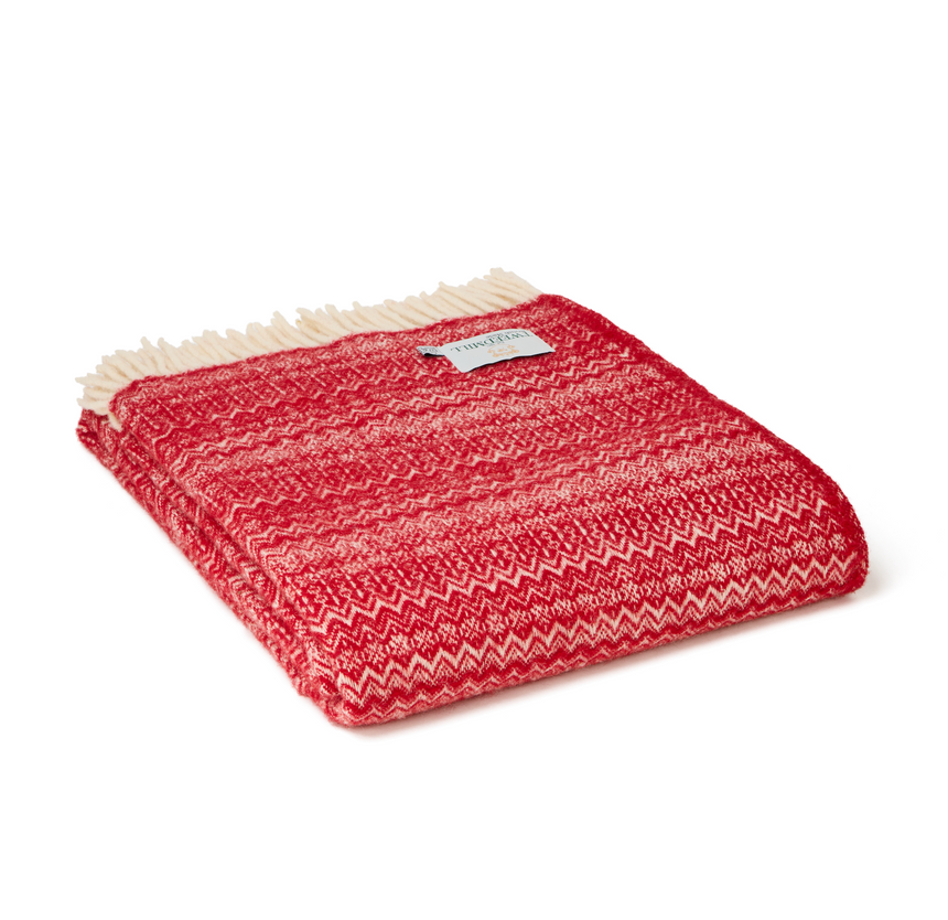 Tweedmill Fair Isle Pure New Wool Throw, Red