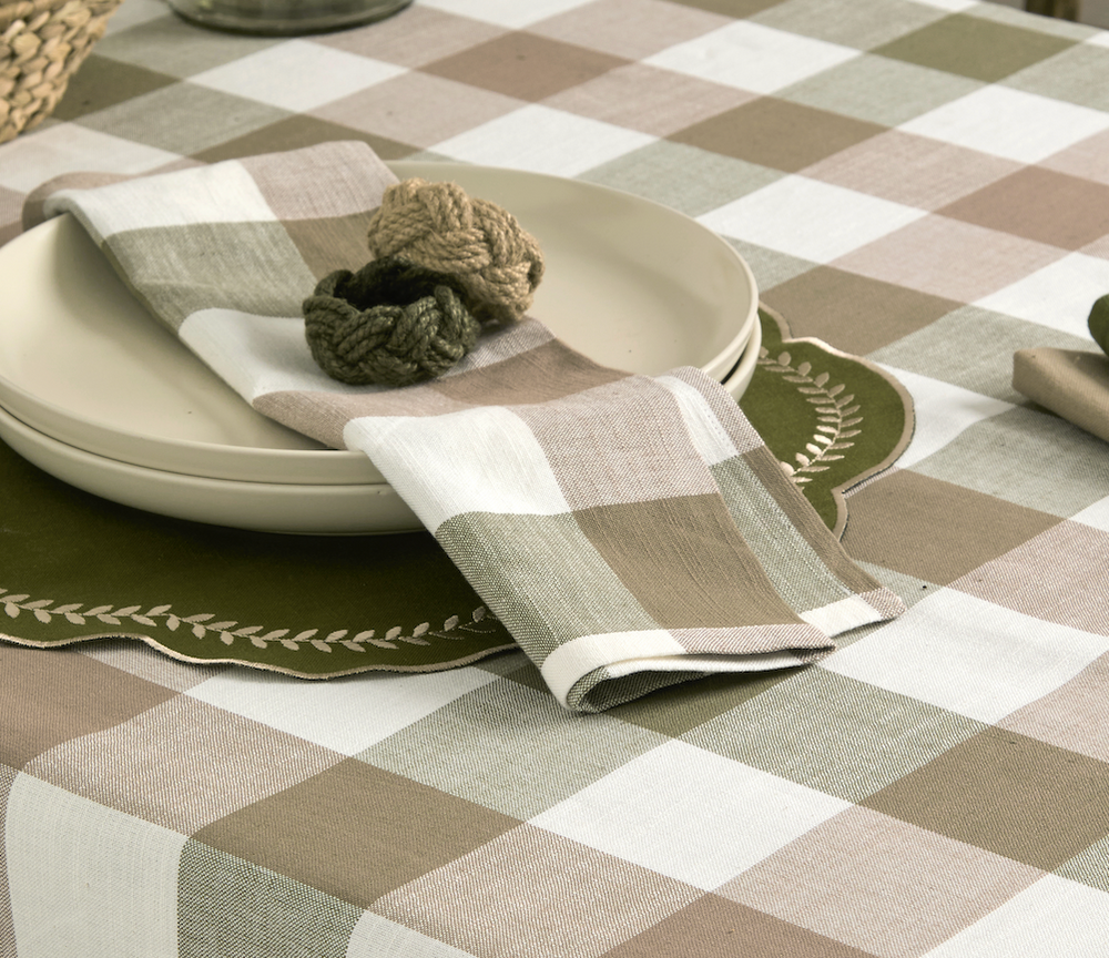 Walton & Co Vermont Tablecloth, Olive & Mocha