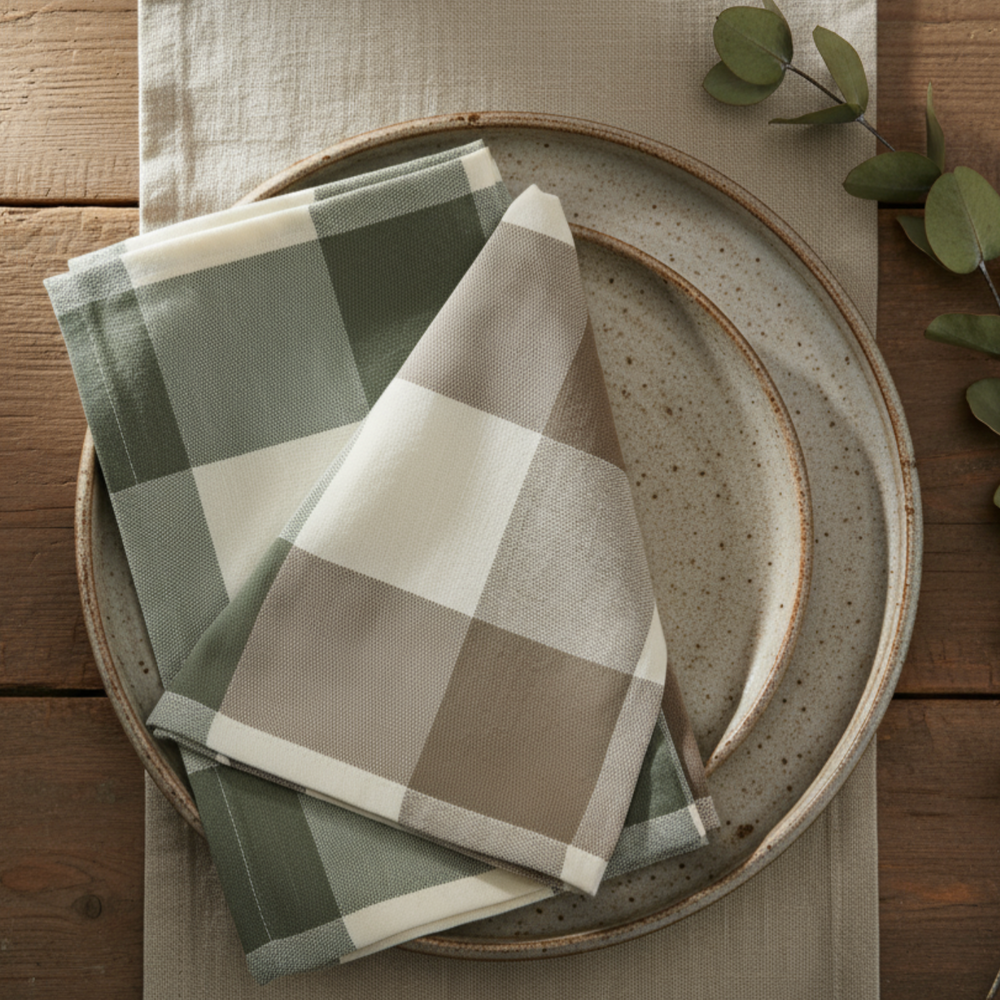 Walton & Co Vermont Napkins Olive & Mocha (set of 4)