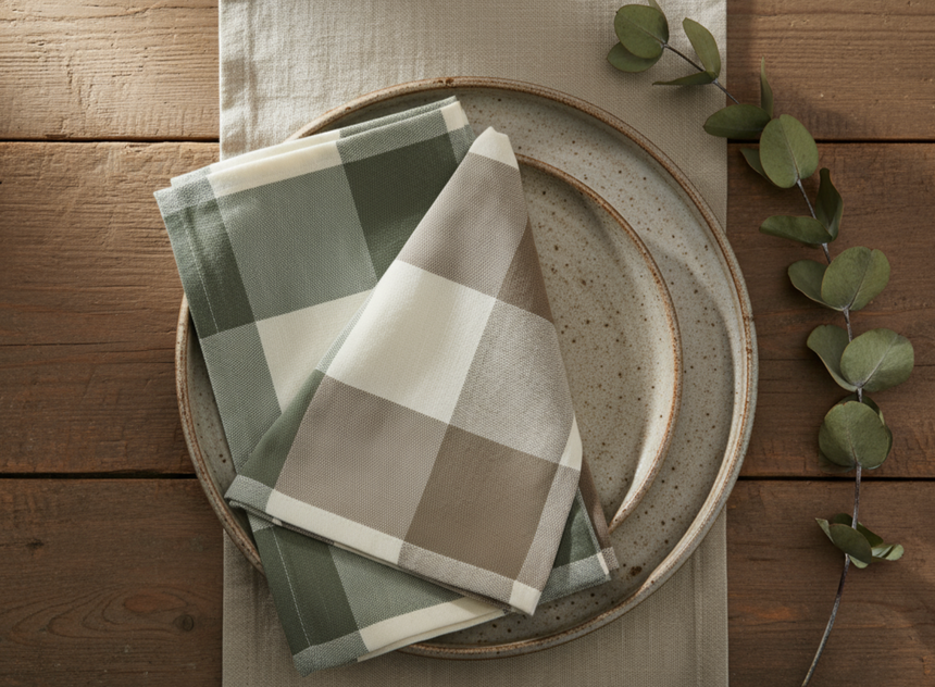 Walton & Co Vermont Napkins Olive & Mocha (set of 4)