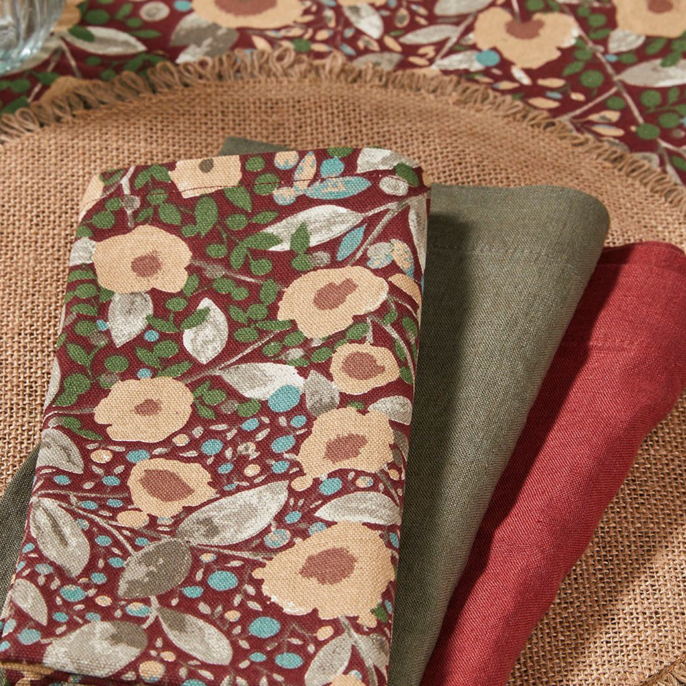 Walton & Co Cotton Napkins, Merlot  (Set Of 4)