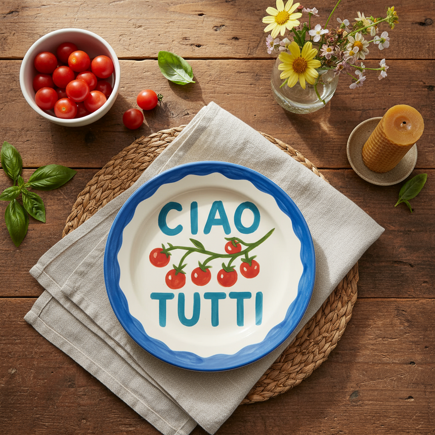 Ciao Tutti Ceramic Dinner Plate By Ms Doodle