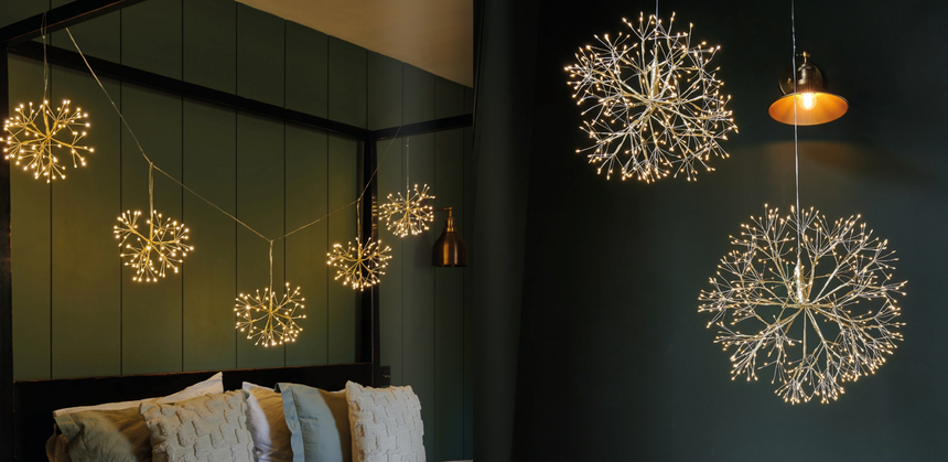 Hanging Dandelion LED Light, Gold (Mains powered )