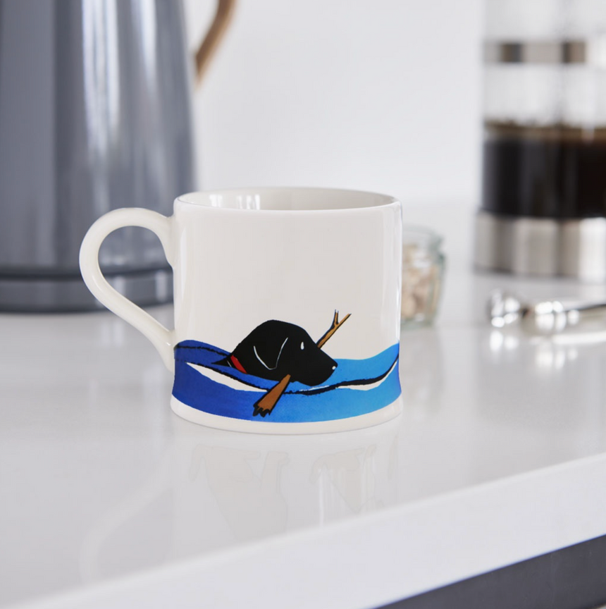 Sweet William Ceramic Mug, Swimming Black Labrador