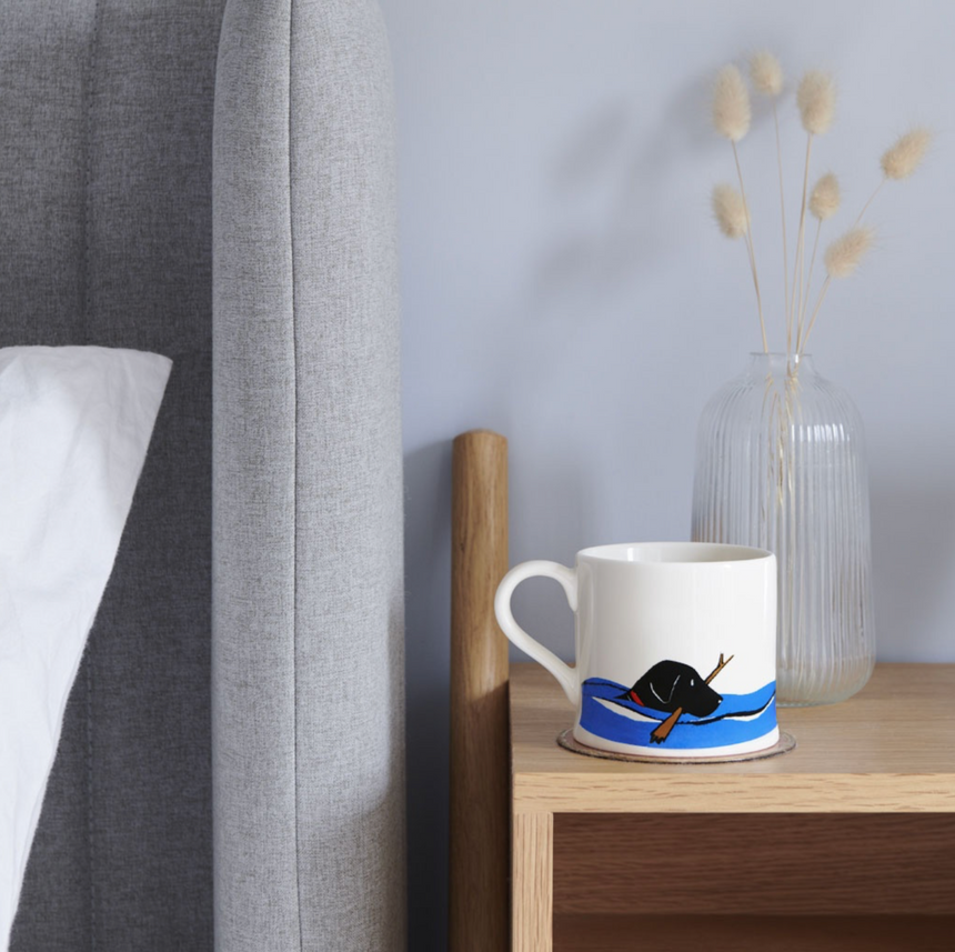 Sweet William Ceramic Mug, Swimming Black Labrador