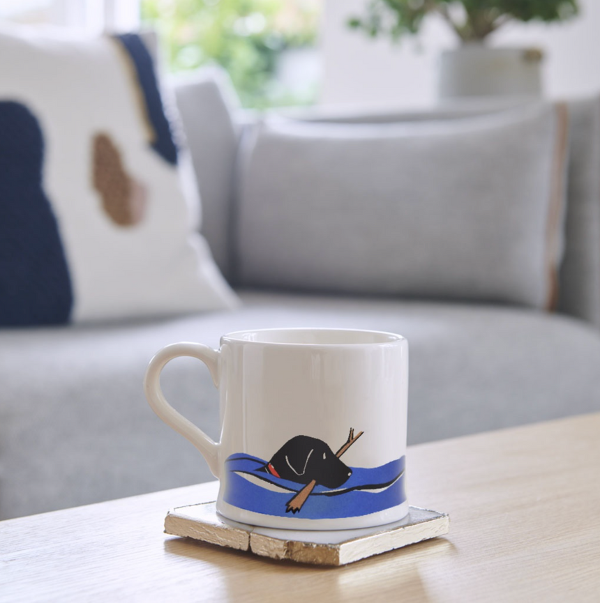 Sweet William Ceramic Mug, Swimming Black Labrador