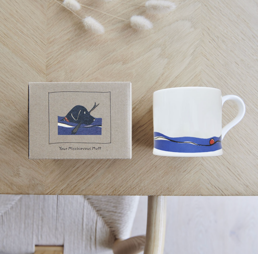 Sweet William Ceramic Mug, Swimming Black Labrador