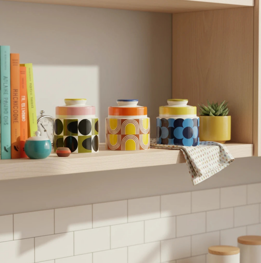 Orla Kiely Retro Stripe Yellow Storage Jar