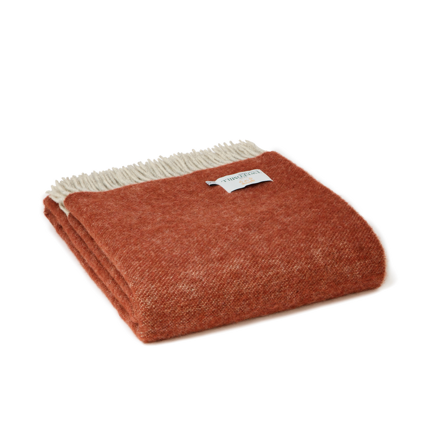 Tweedmill Dartmoor Pure New Wool Reversible Throw, Ketchup