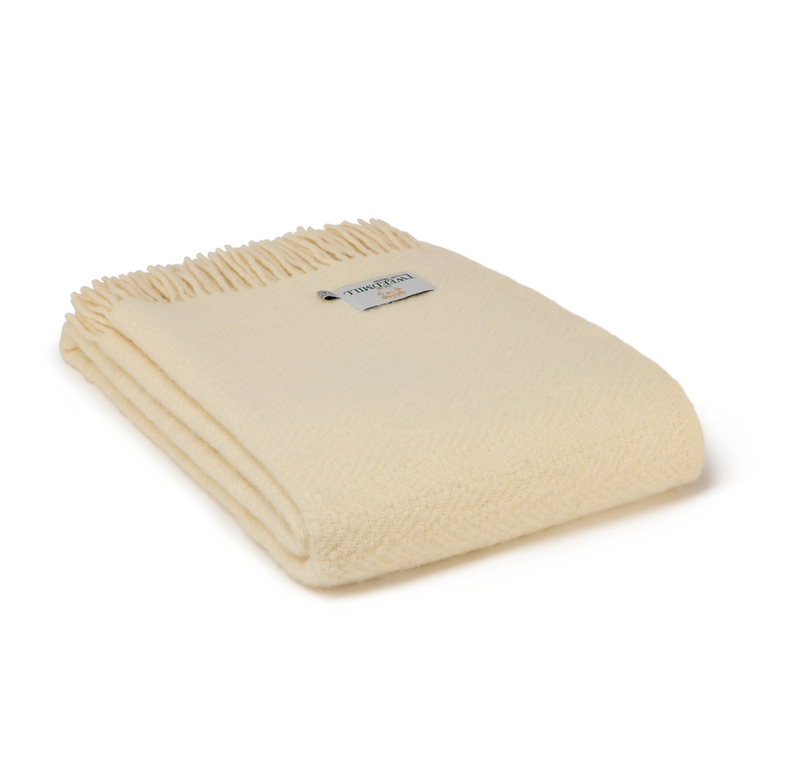 Tweedmill Moorland Pure New Wool Throw, Cream