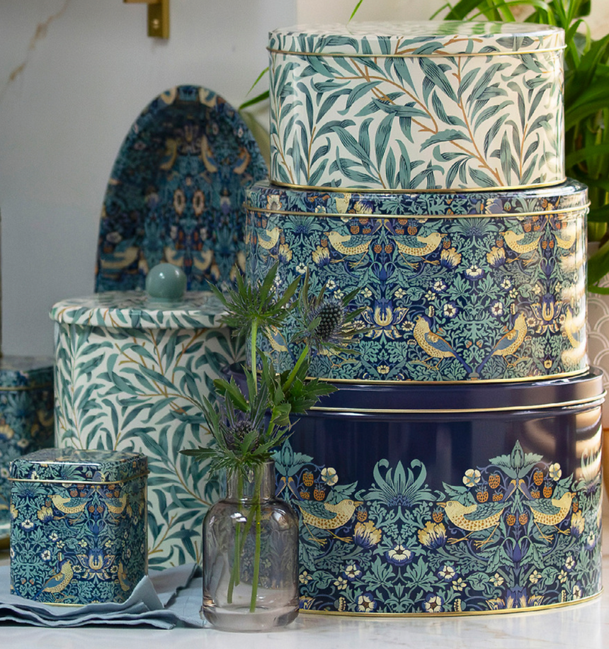 William Morris Round Cake Tins, Strawberry Thief ( Set Of 3 )