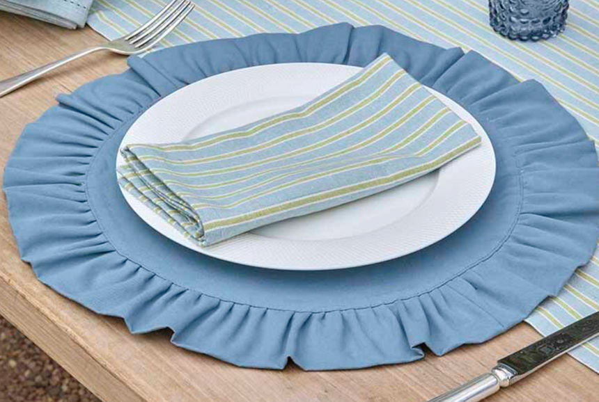 Walton & Co Carousel stripe napkin, Sky (Set Of 4)