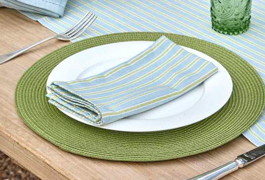 Walton & Co Carousel stripe napkin, Sky (Set Of 4)
