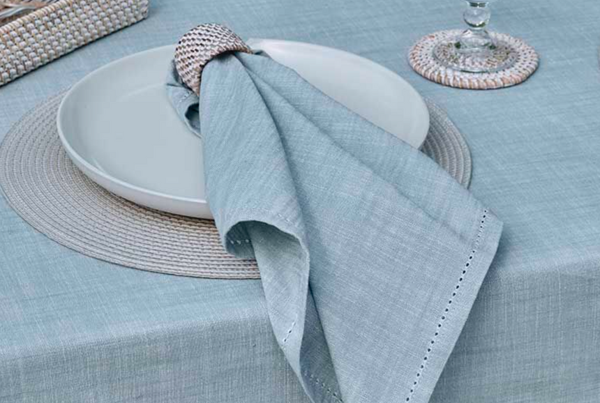 Walton & Co Chambray Cotton Tablecloth, Sky