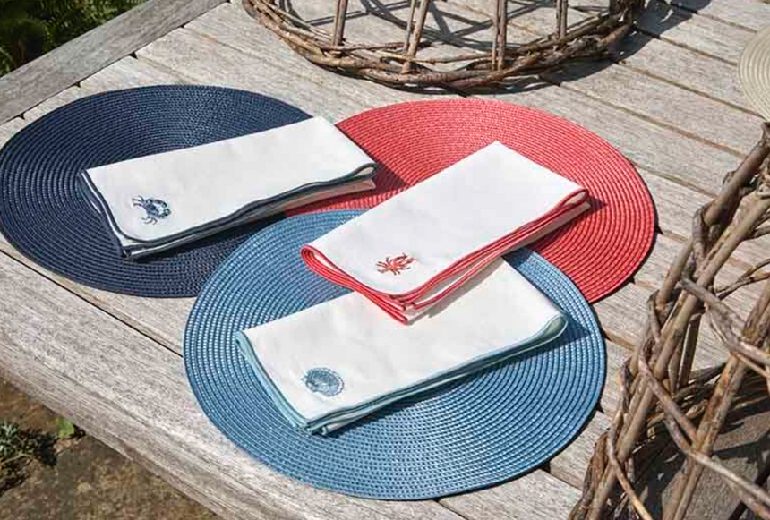 Walton & Co Embroidered Napkin Crab (Set of 2)