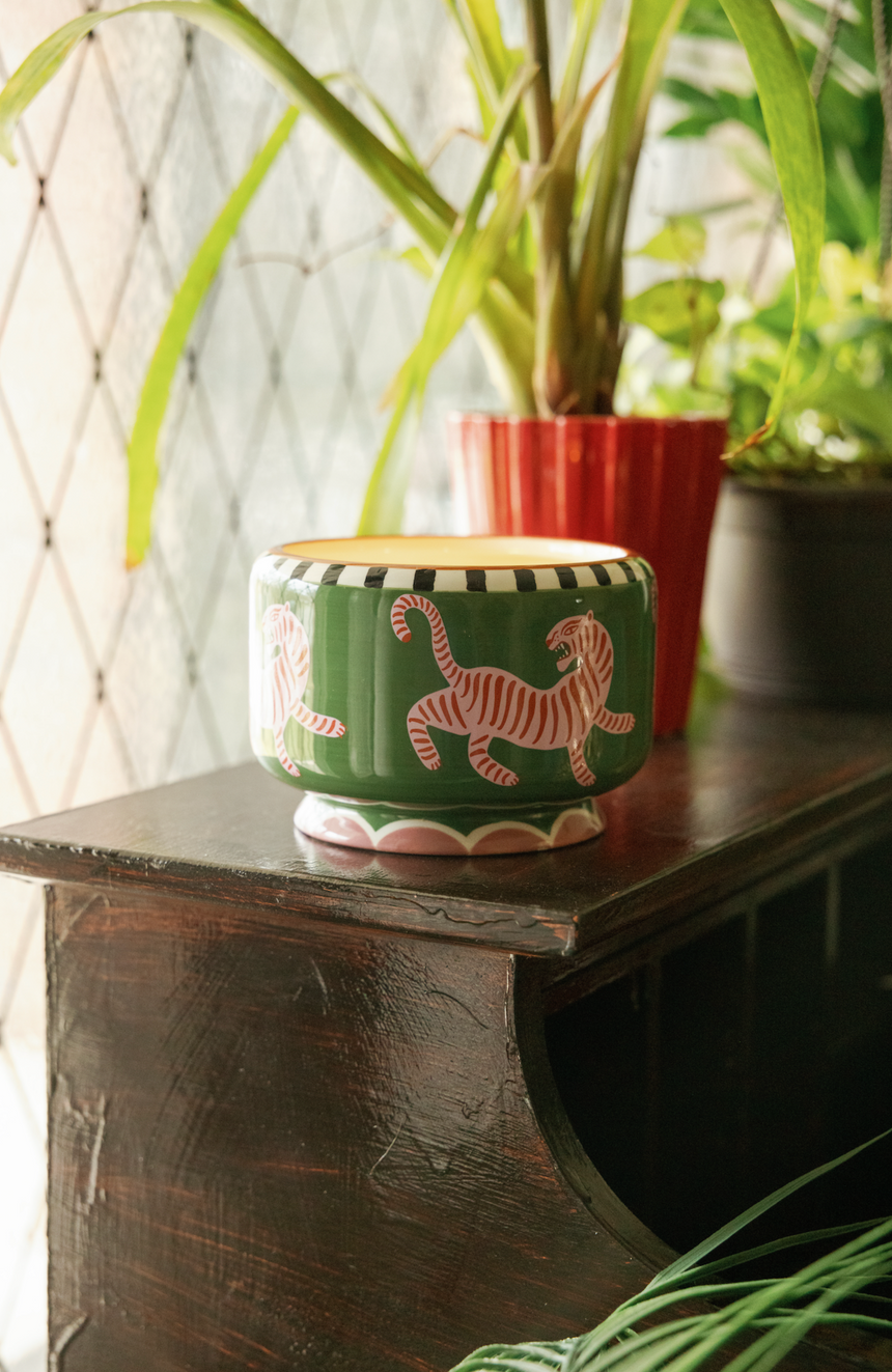 Paddywax A Dopo Tiger Ceramic Scented Candle, Black Cedar & Fig