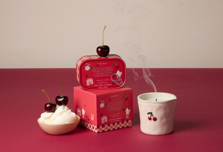 Paddywax Bistro Smoked Cherry Scented Tin Candle, Vanilla & Patchouli