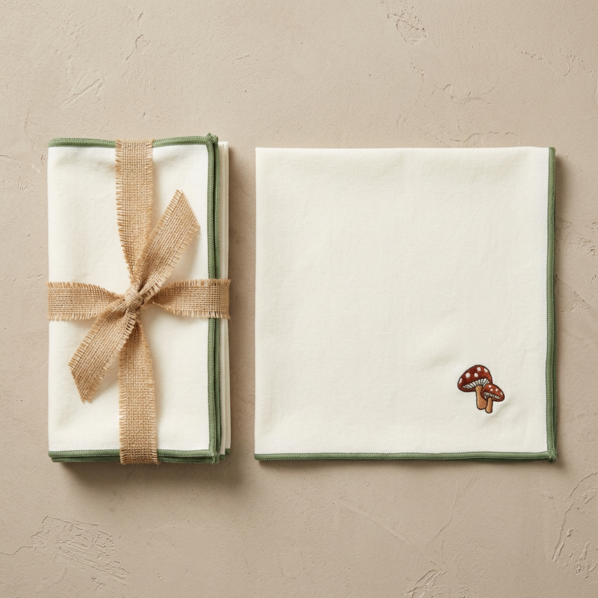 Walton & Co Embroidered Napkin, Toadstool (Set Of 4)