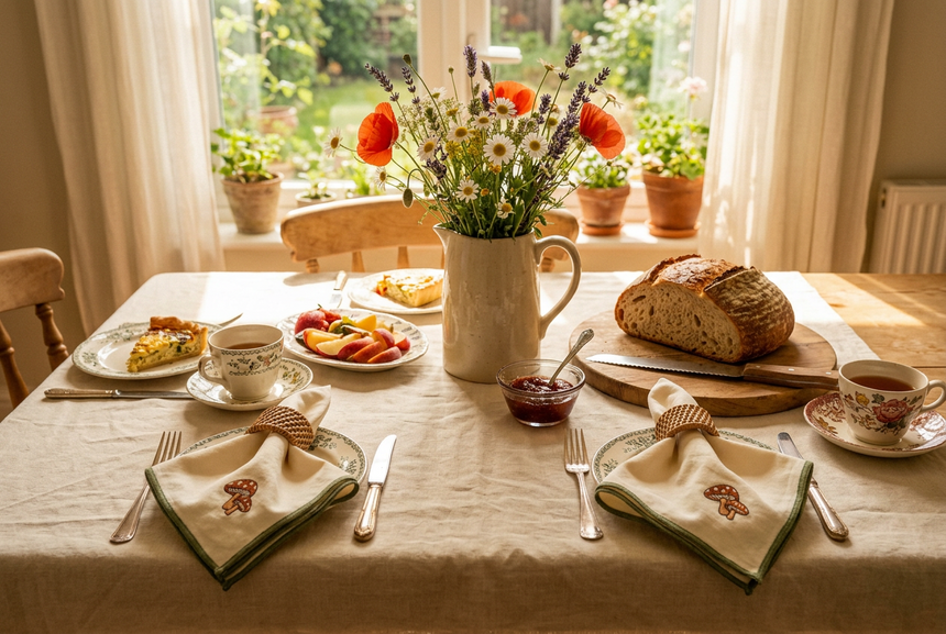 Walton & Co Embroidered Napkin, Toadstool (Set Of 4)