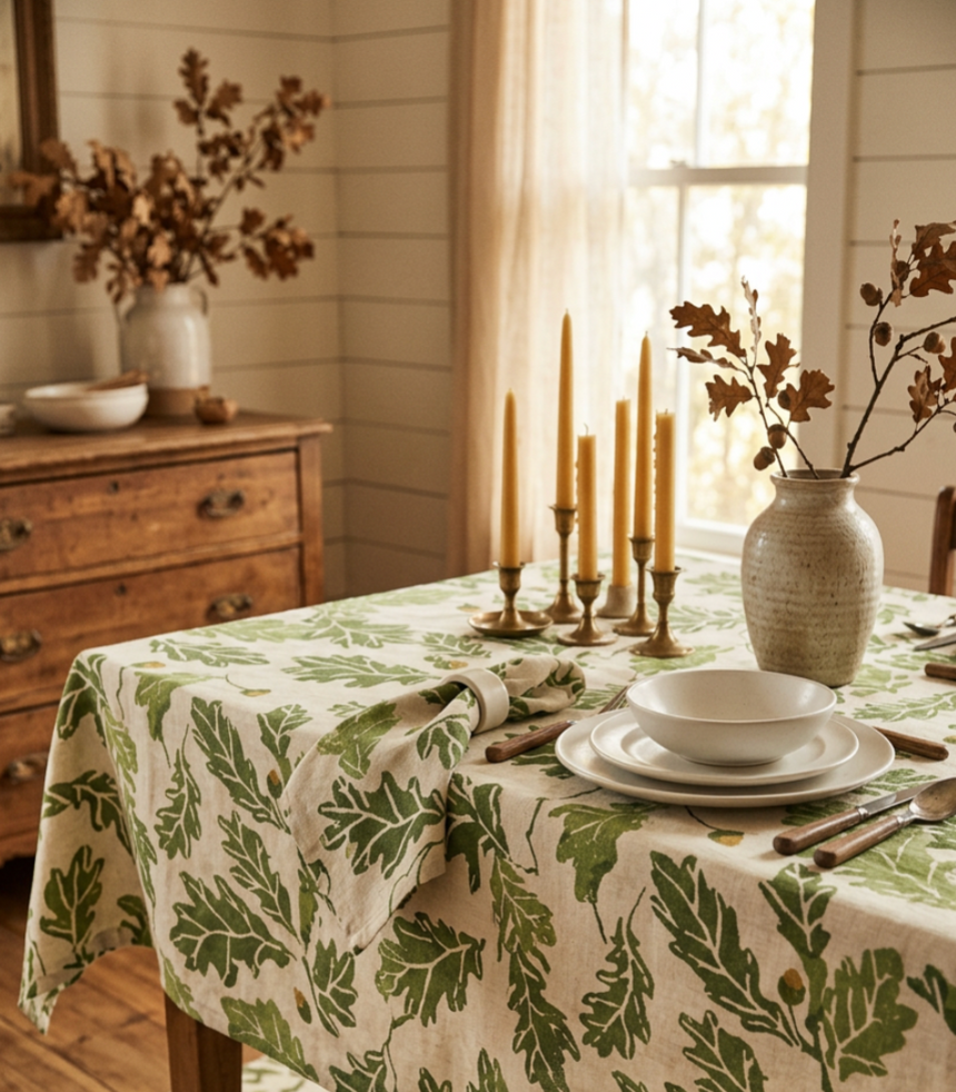Walton & Co Acorn Pure Linen Tablecloth