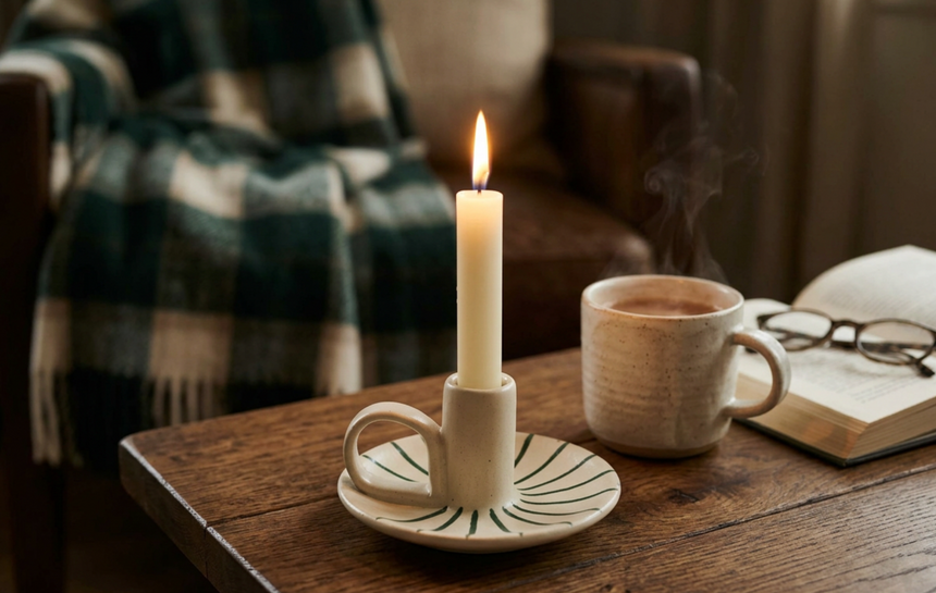 Morgan Wright Wee Willy Winkee Ceramic Candle Holder, Forest Pinstripe