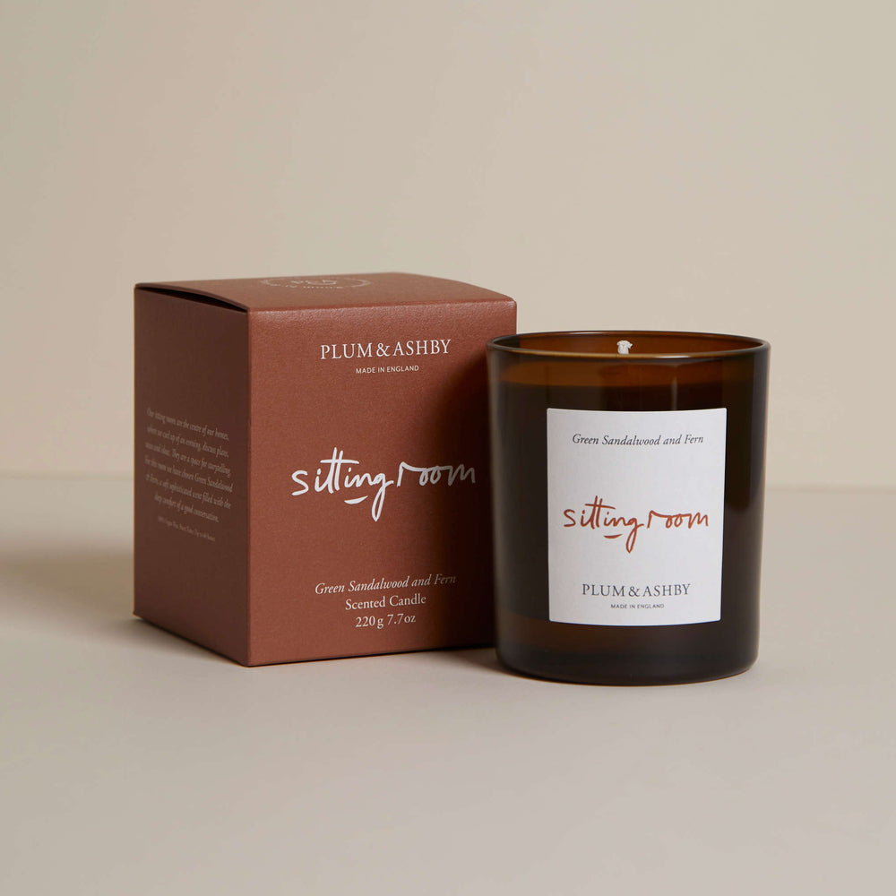 Plum & Ashby Scented Sitting Room  Candle, Green Sandalwood & Fern