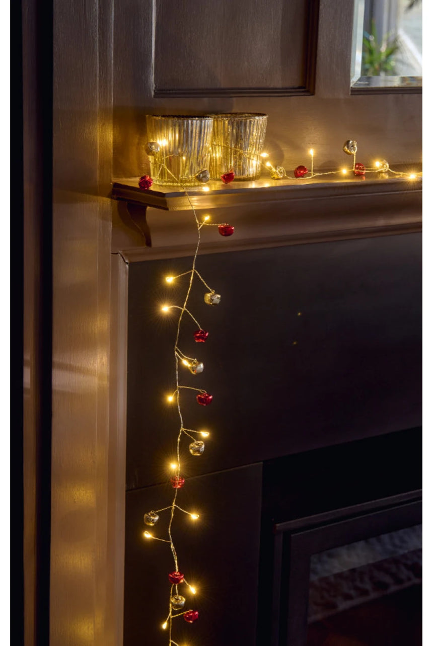 Red & Gold Sleigh Bells LED Fairy Lights