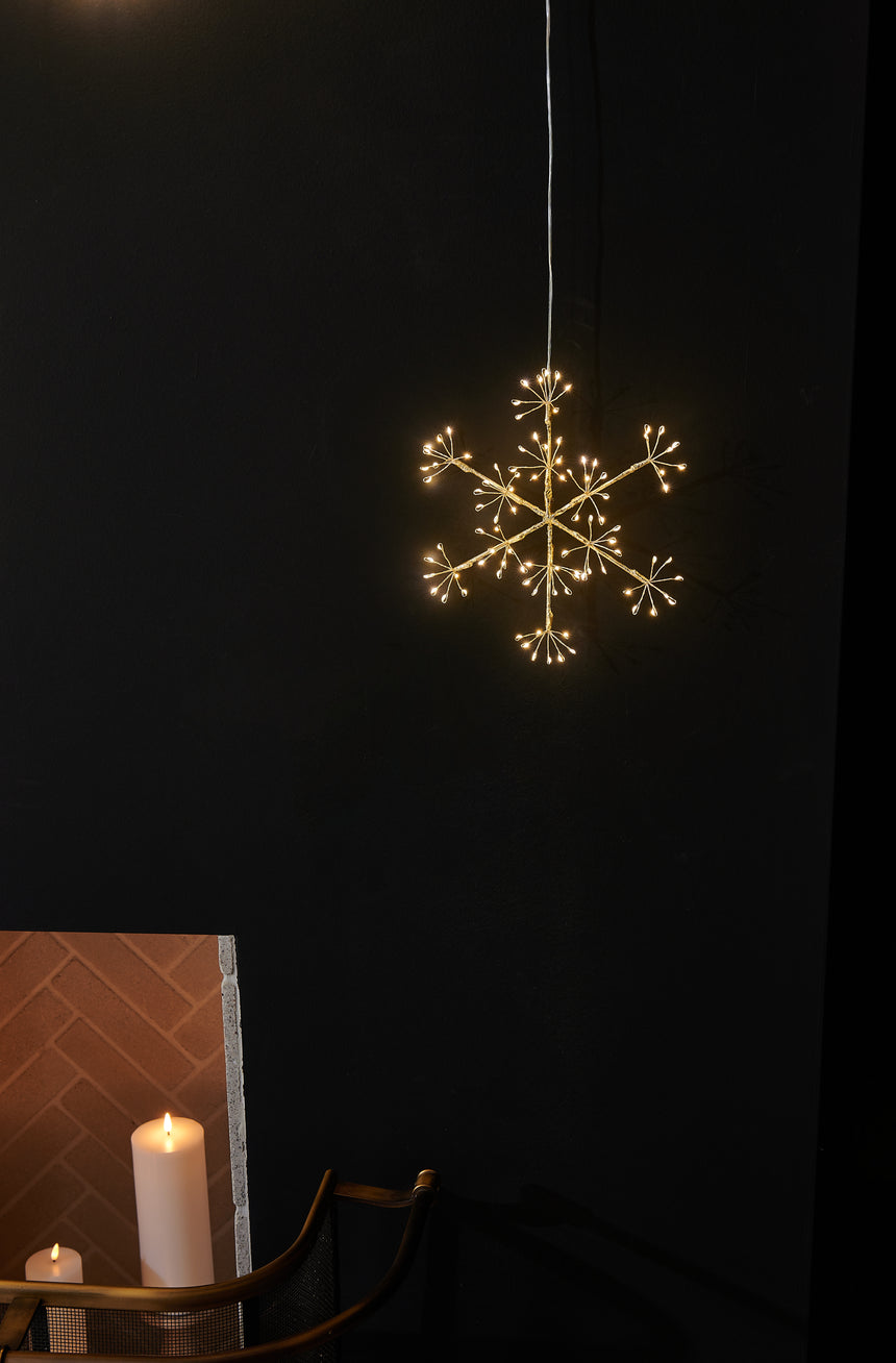 Hanging Snowflake LED Light, Champagne ( Mains Powered )