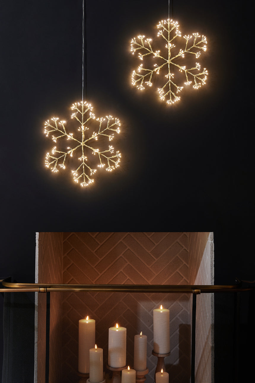 Hanging Snowflake LED Light, Champagne ( Mains Powered )