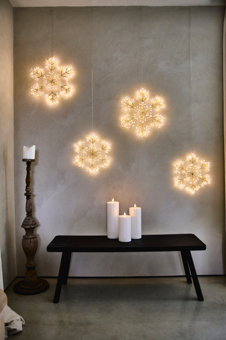Hanging Snowflake LED Light, Champagne ( Mains Powered )