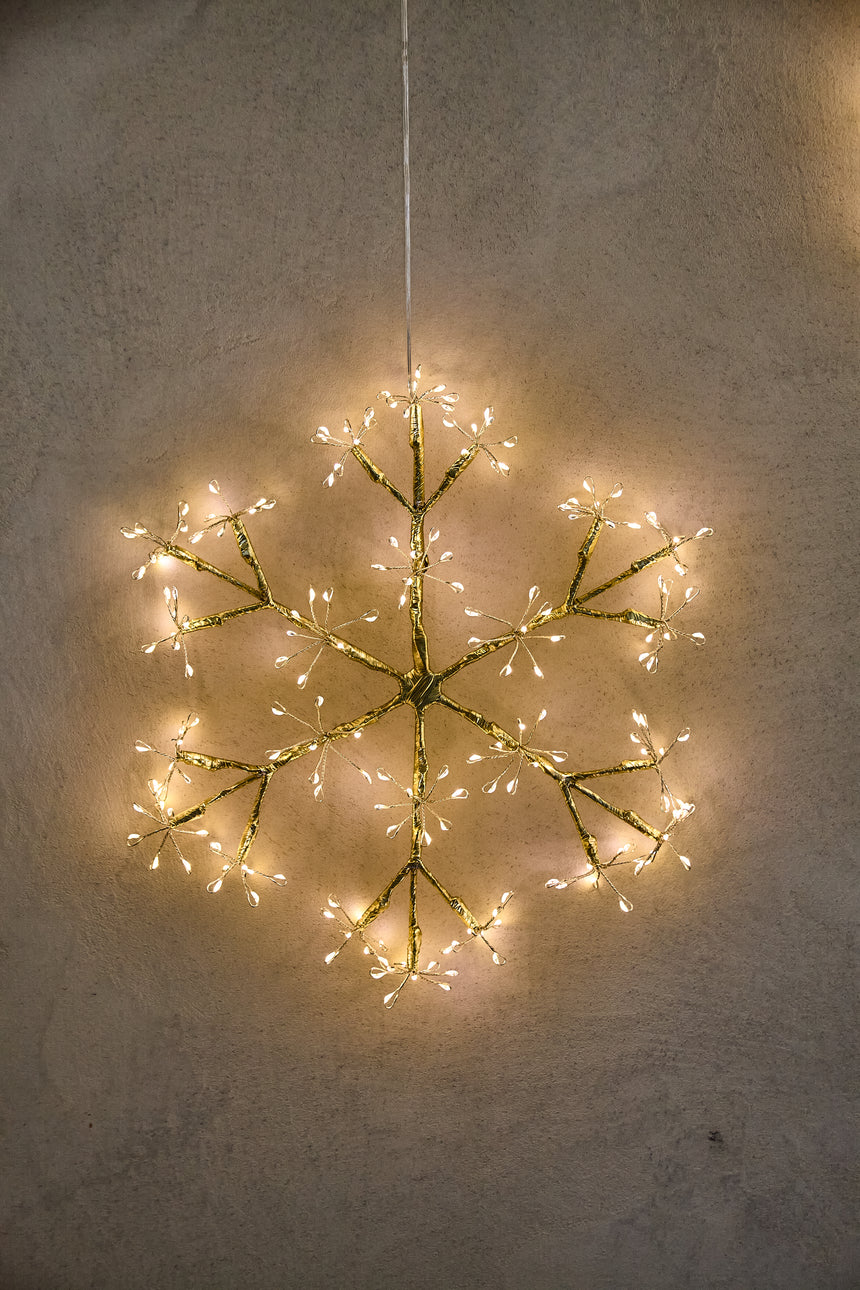Hanging Snowflake LED Light, Champagne ( Mains Powered )