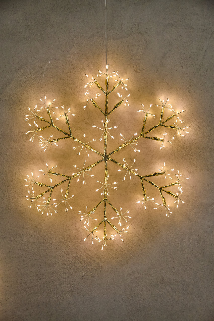 Hanging Snowflake LED Light, Champagne ( Mains Powered )
