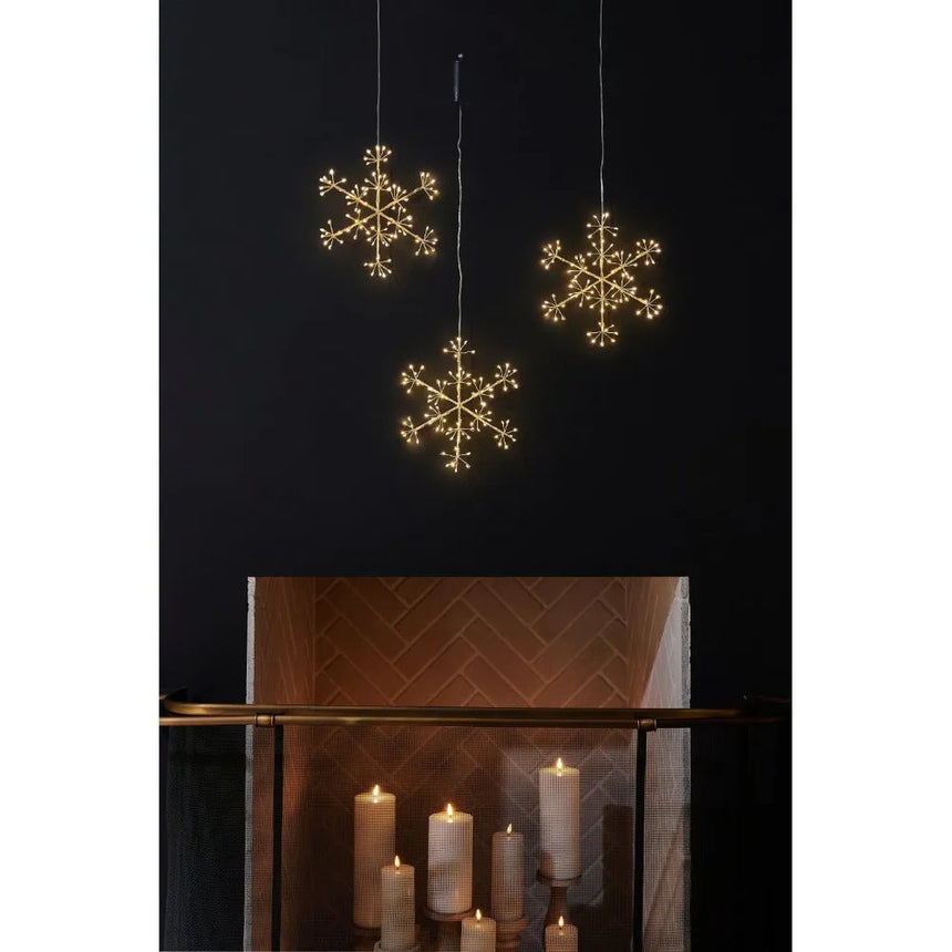 Hanging Snowflake LED Light, Champagne ( Battery Operated )
