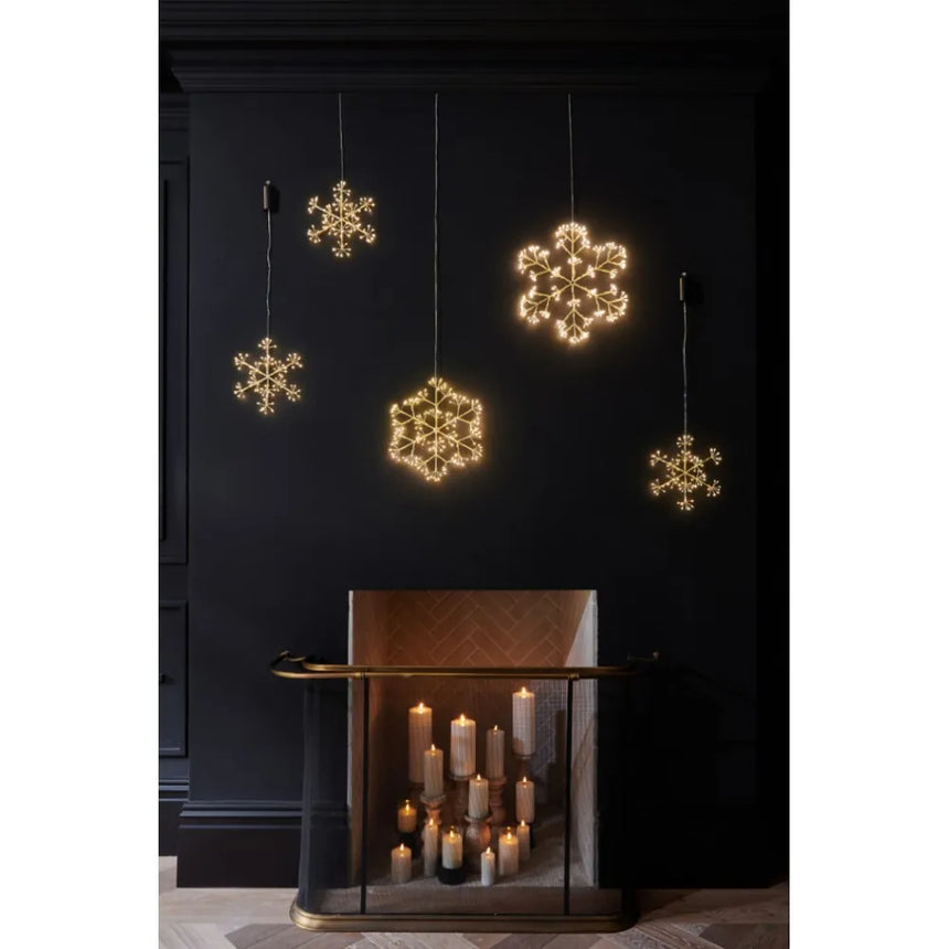 Hanging Snowflake LED Light, Champagne ( Battery Operated )