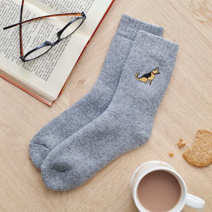 Sweet William Dog Walker Wool Socks, German Shepherd