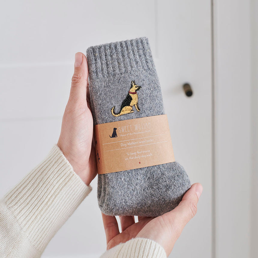 Sweet William Dog Walker Wool Socks, German Shepherd