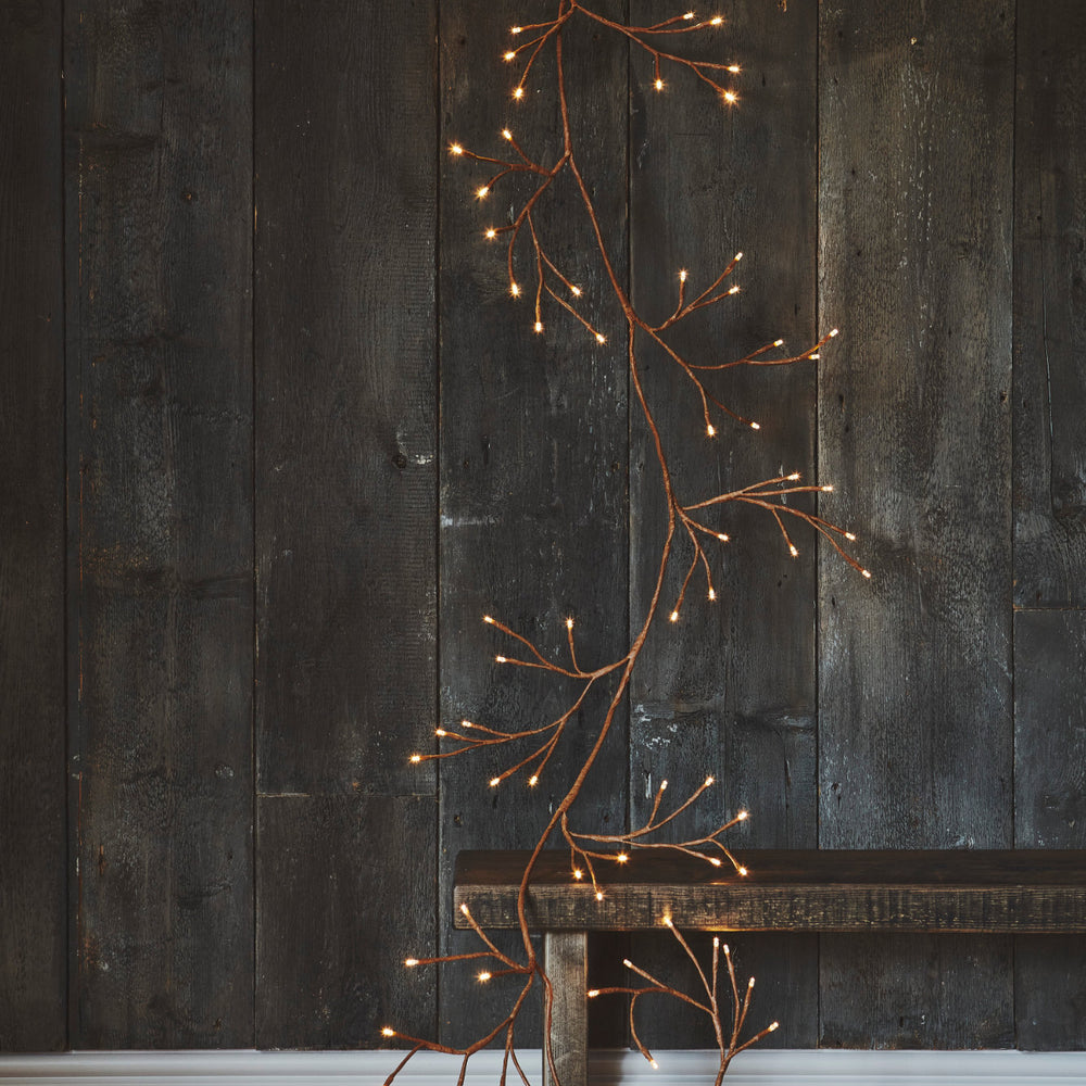 Dual Powered LED Ivy Fairy Light, Brown