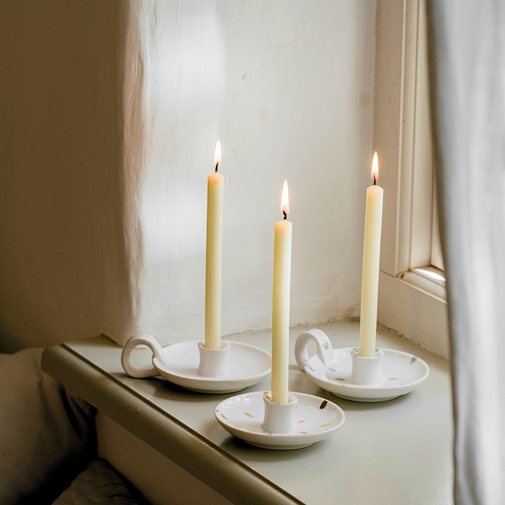 St Eval Gold Brushmarks candle holder
