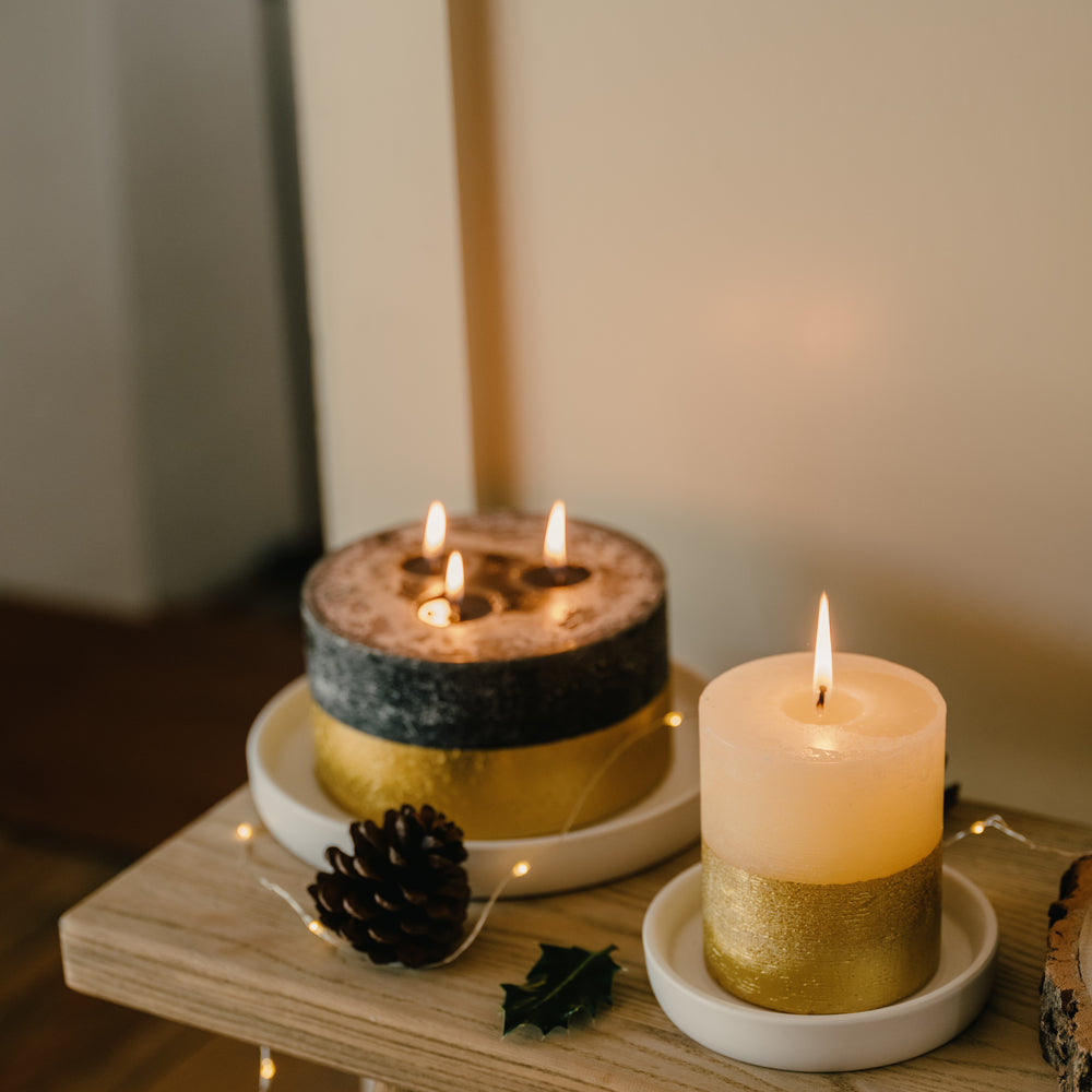 St Eval Gold Dipped Scented Pillar Candle ,Inspiritus