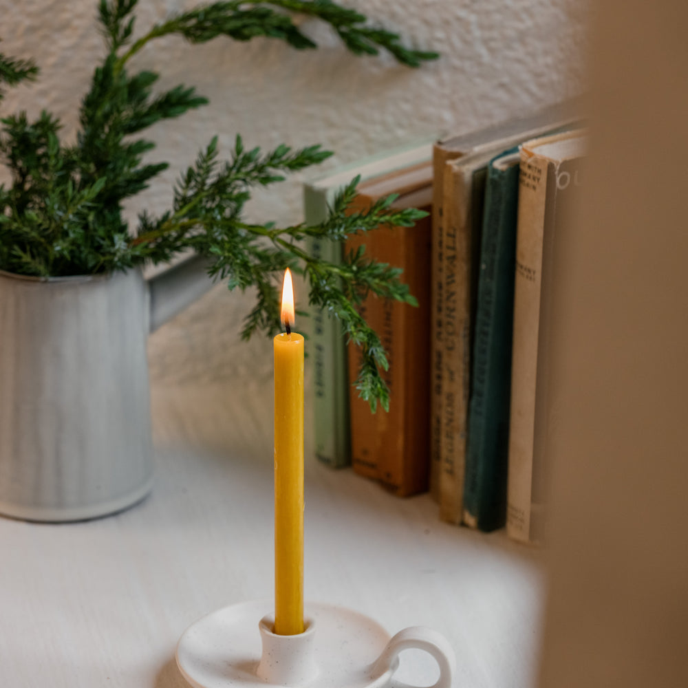 St Eval White Speckle candle holder