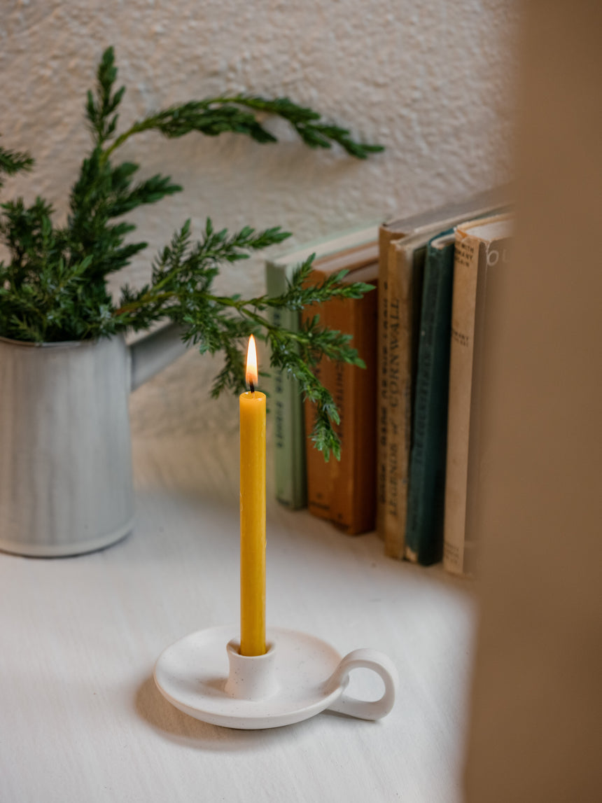 St Eval White Speckle candle holder