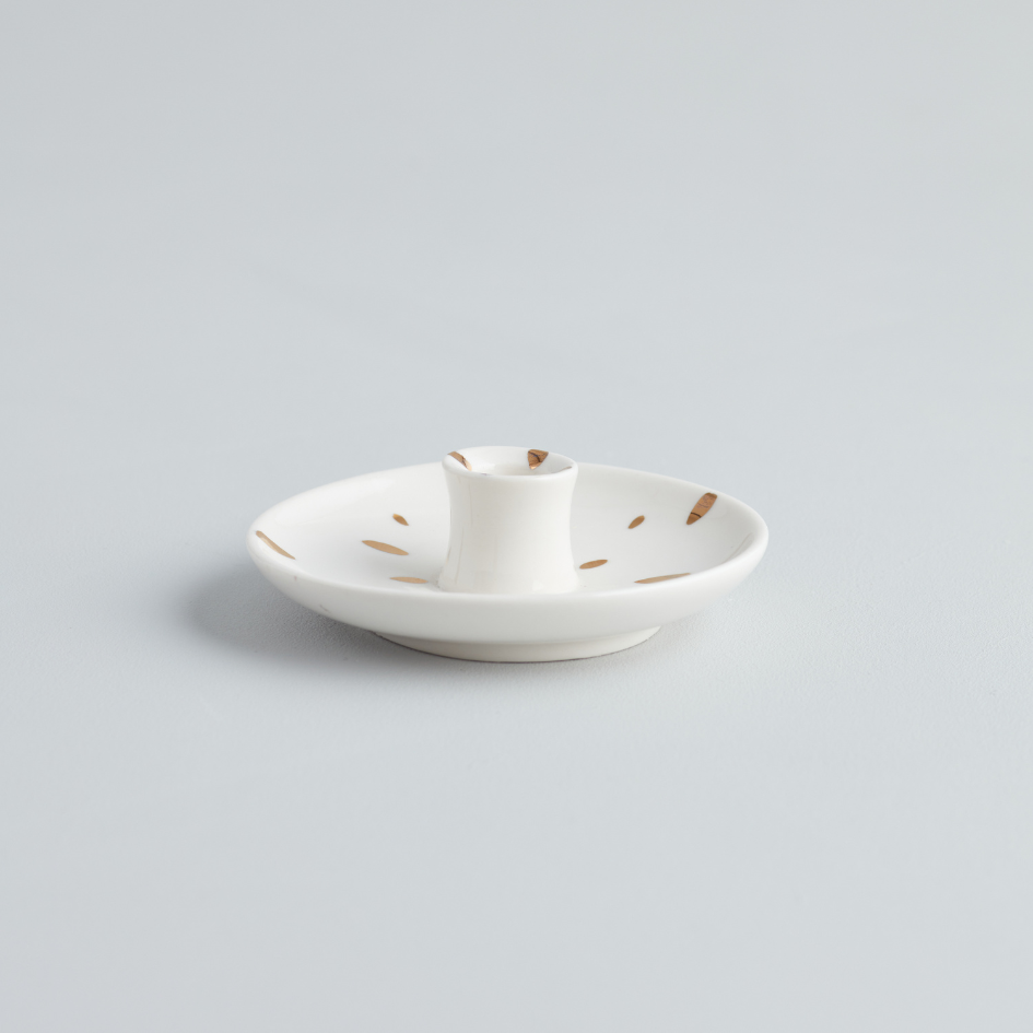 St Eval Gold Brushmarks candle holder
