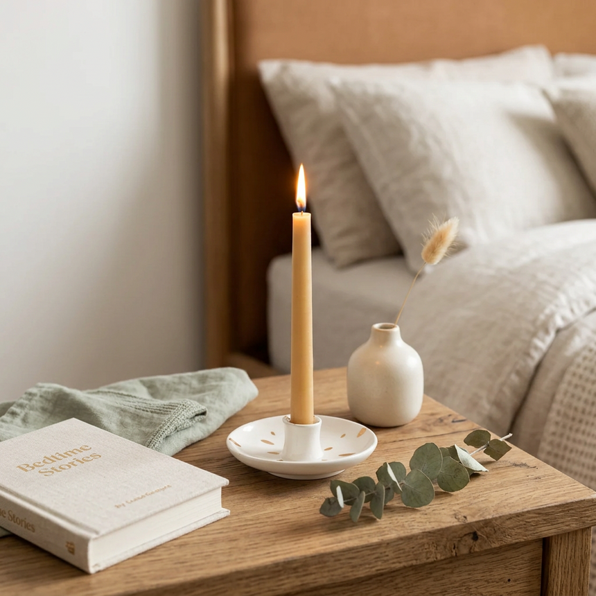 St Eval Gold Brushmarks candle holder