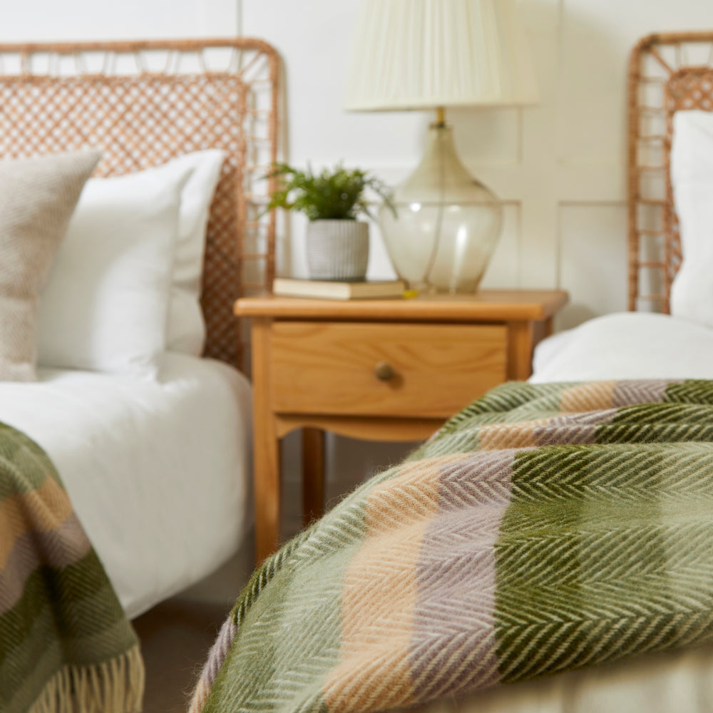 Tweedmill Pure New Wool Throw,Stripe Botanical