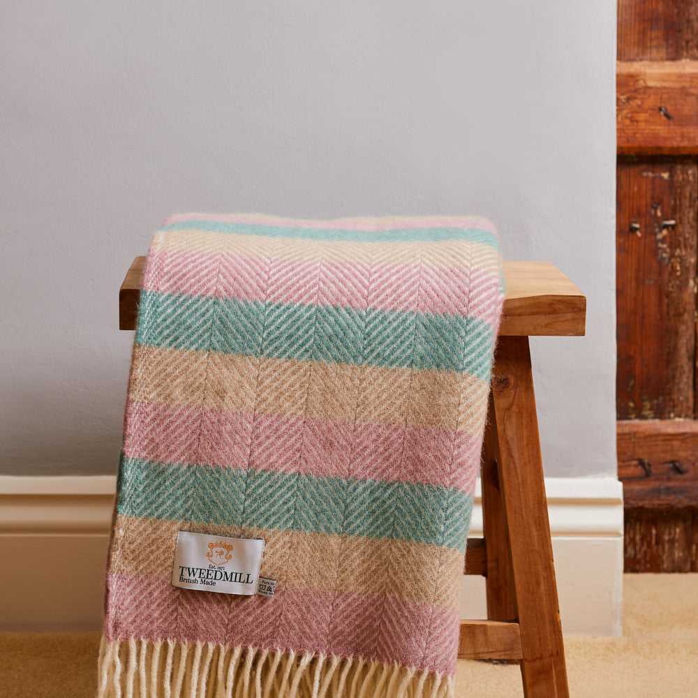 Tweedmill Pure New Wool Throw, Stripe Summer Breeze