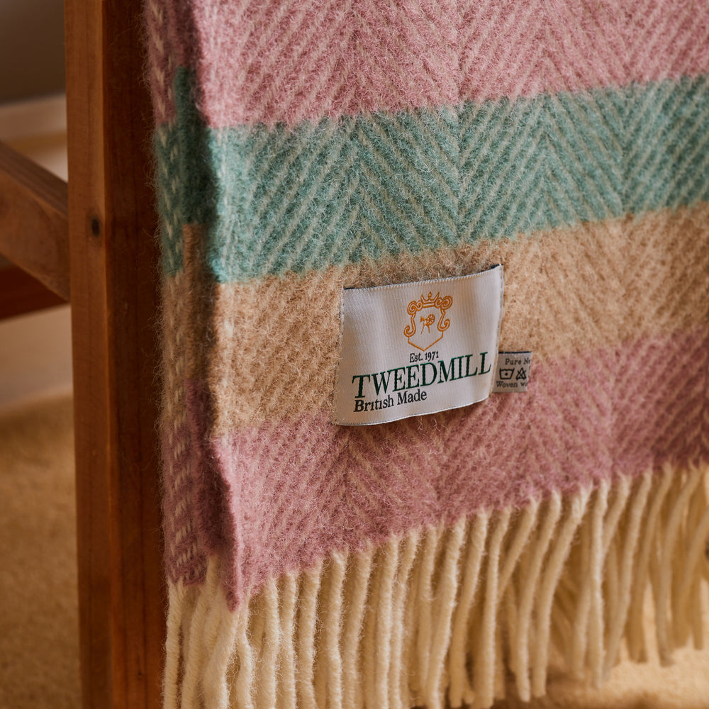 Tweedmill Pure New Wool Throw, Stripe Summer Breeze
