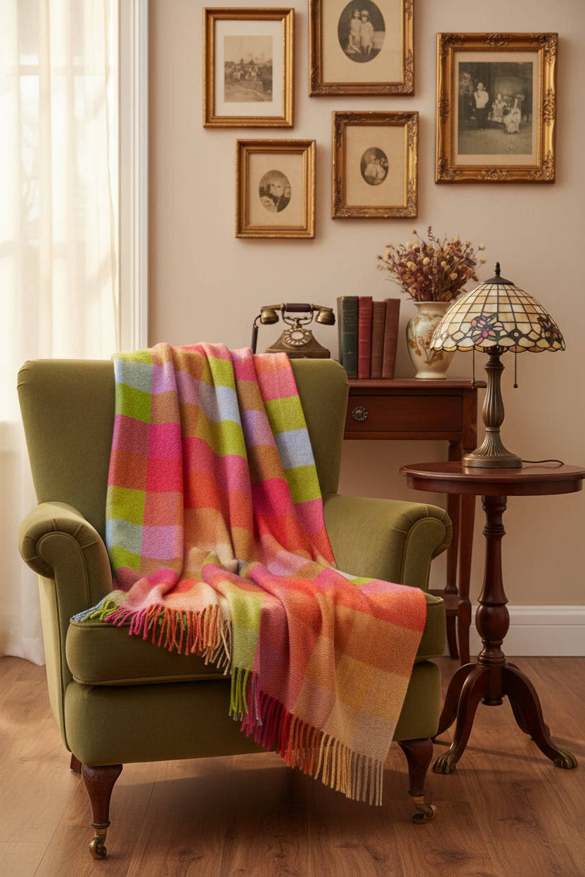 Bronte By Moon Harlequin Shetland Wool Throw, Sunshine