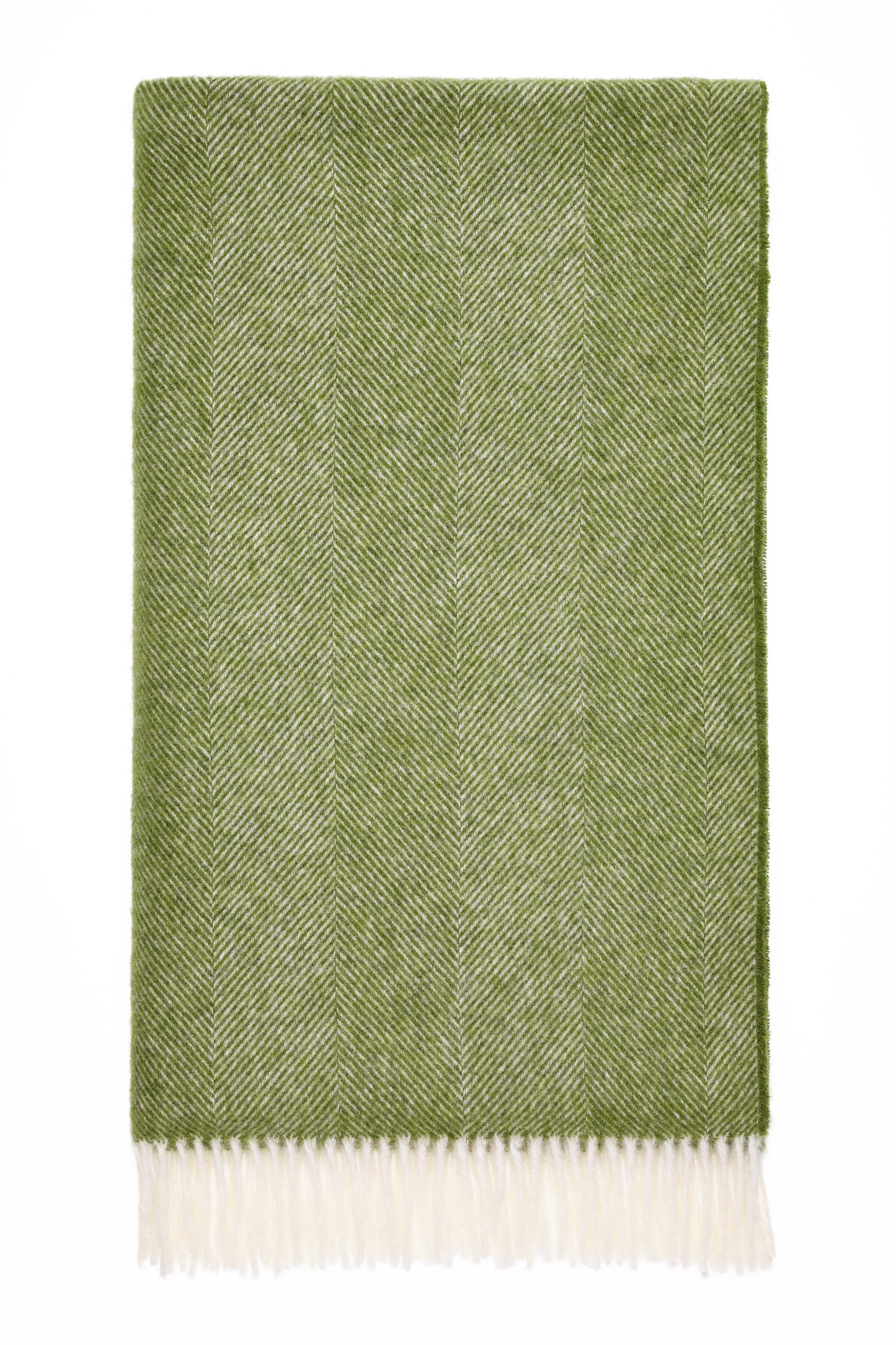 Bronte By Moon Herringbone Shetland Wool Throw Blanket, Apple
